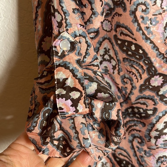 Sundance Sonora Embraces Silk Shirt Pink, Brown & Aqua Size Medium - Picture 11 of 13